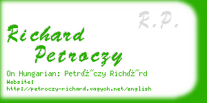 richard petroczy business card