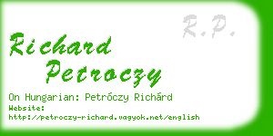 richard petroczy business card